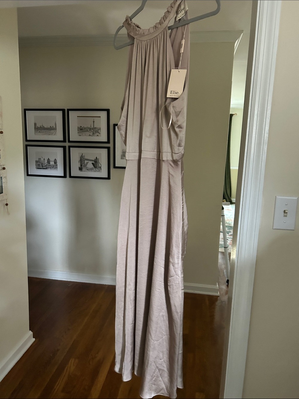 Elie Tahari Sand Halter Maxi Dress